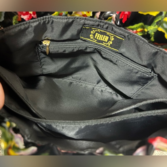 Feiler authentic German luxury floral clutch hand bag purse cute travel tote EUC - Picture 9 of 12